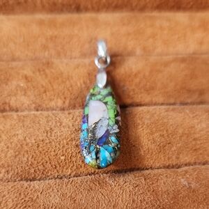 Fiesta Kingman | 925 Silver | Turquoise | Vibrant Green & Blue Pendant
